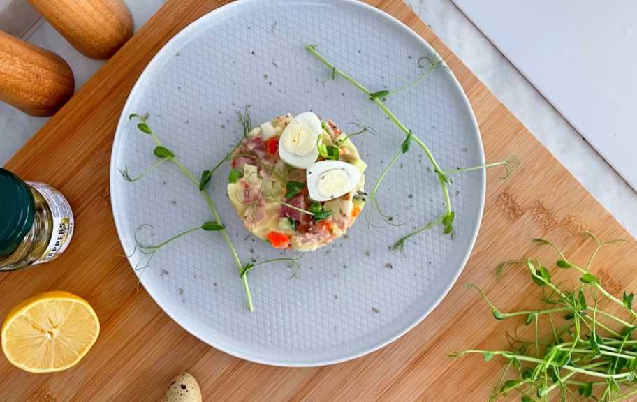 Recette : Salade Olivier aux cailles