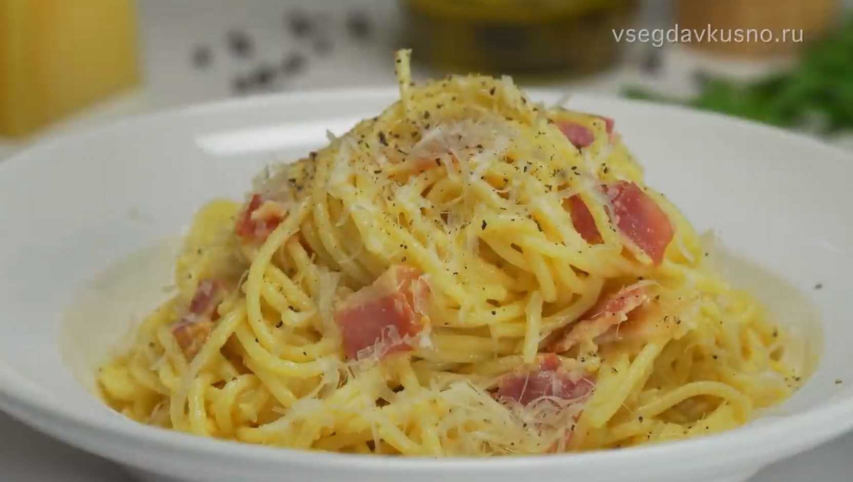 Image du plat : Pâtes carbonara sans crème avec du bacon