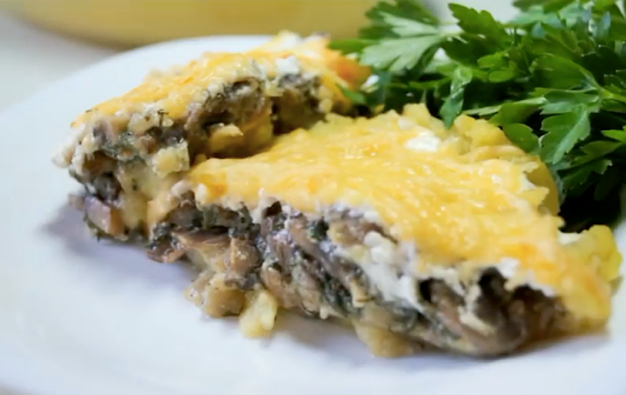 Recette : Gratin de purée de pommes de terre et de champignons