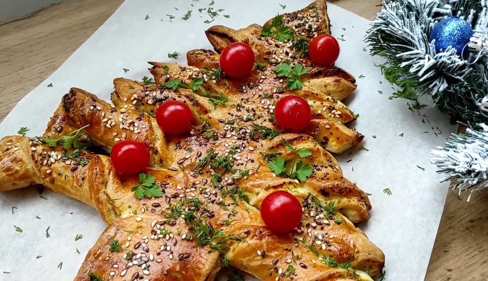 Image du plat : Tarte sapin de Noël en pâte feuilletée