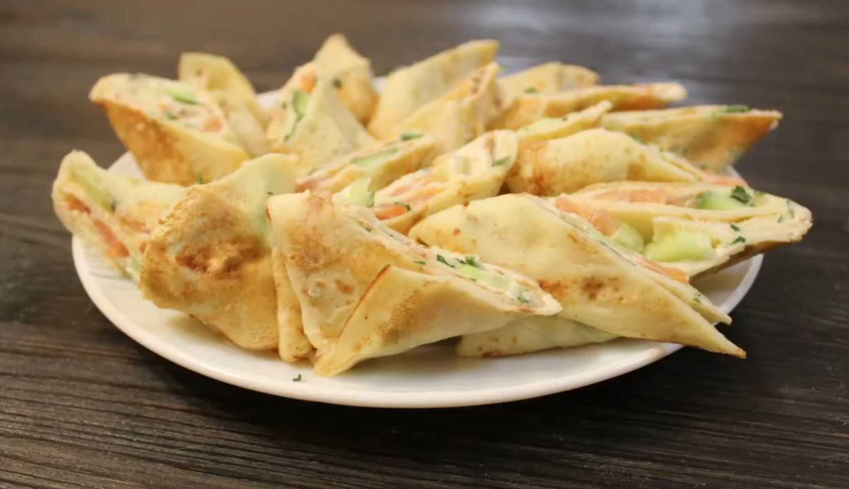 Image du plat : Crêpes au saumon, au fromage frais et au concombre