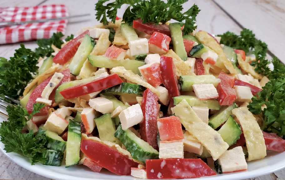 Recette : Salade de crabe avec crêpes aux œufs