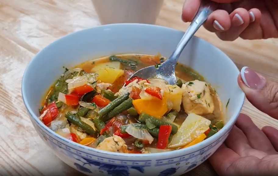 Recette : Soupe au poulet et aux haricots verts