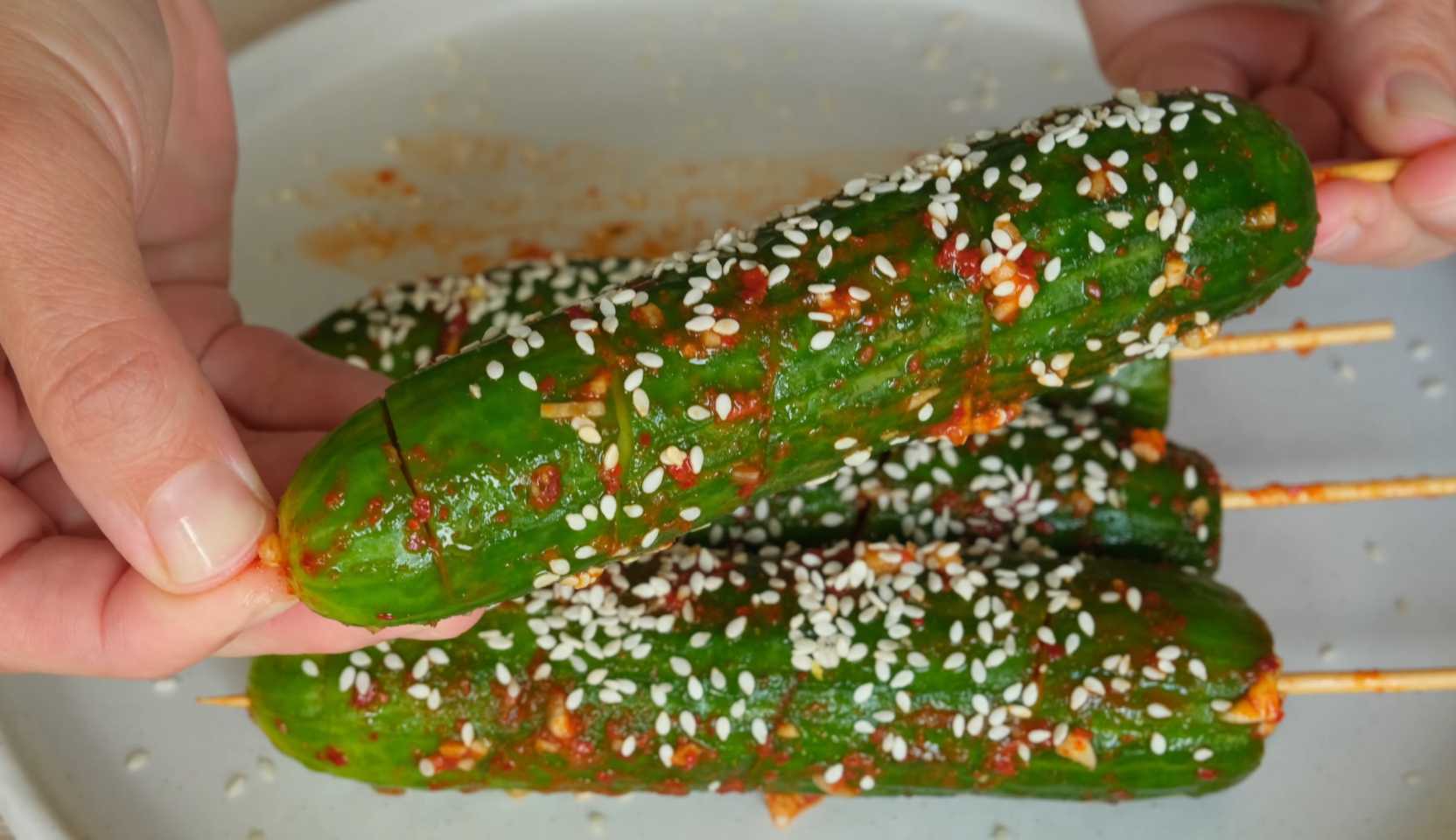 Image du plat : Brochettes de kimchi de concombre express