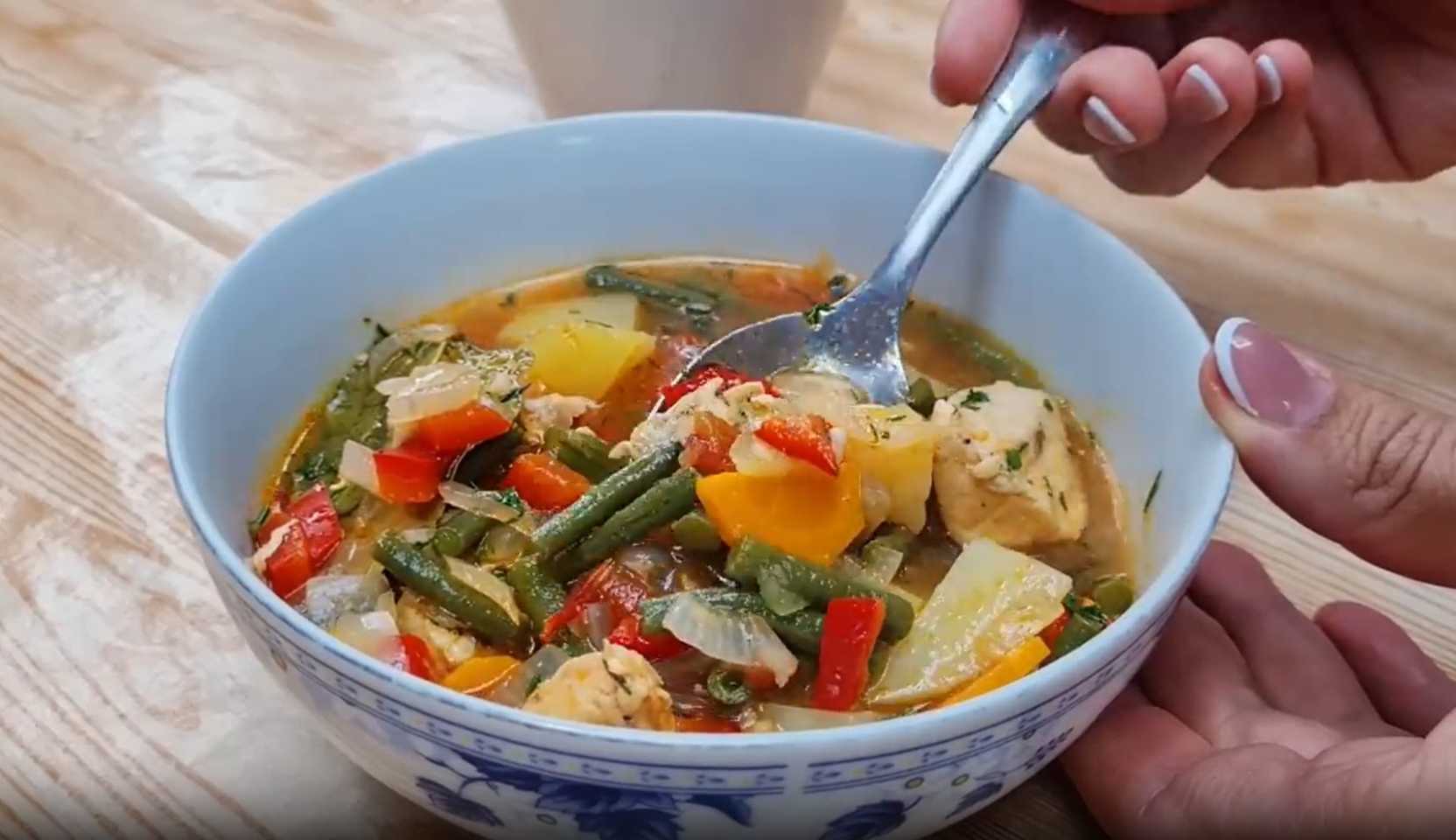 Image du plat : Soupe au poulet et aux haricots verts