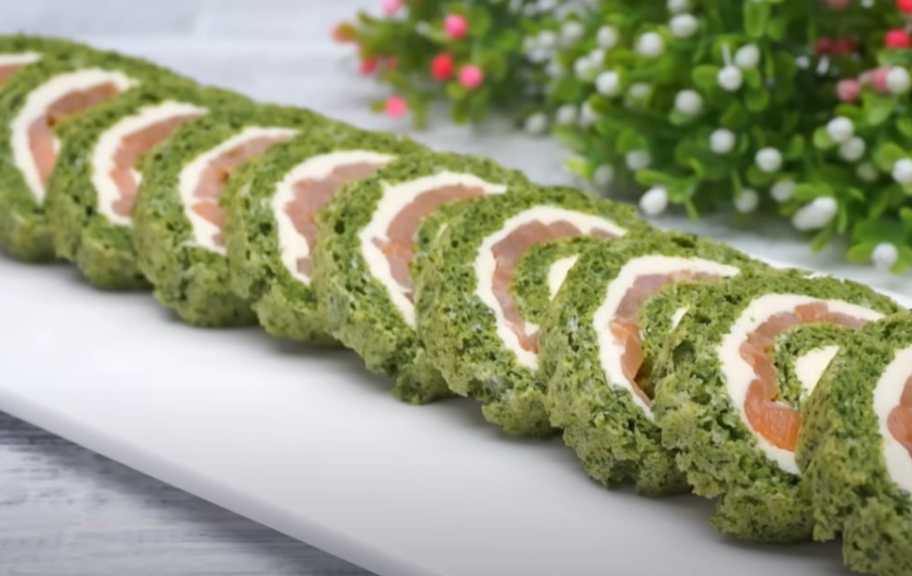 Recette : Rouleau aux épinards, poisson rouge et fromage frais