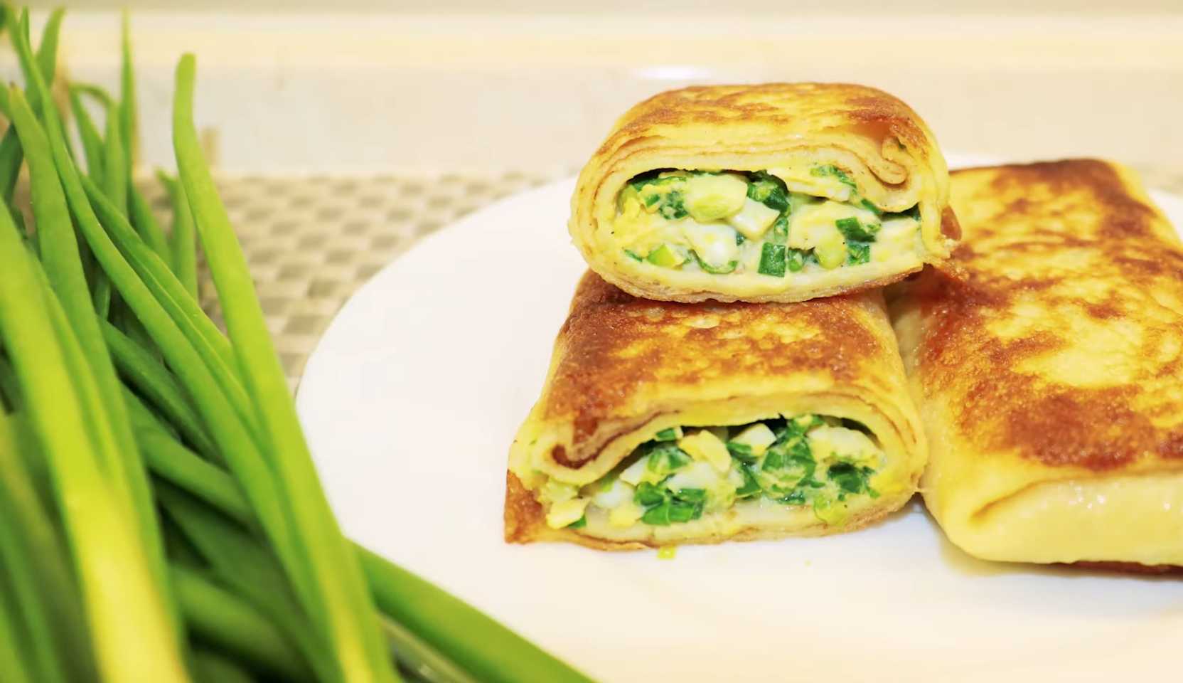 Image du plat : Crêpes aux œufs et aux oignons verts