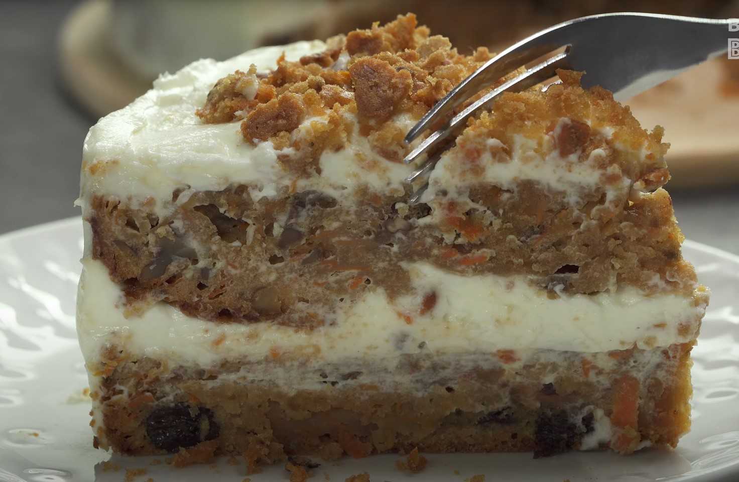 Image du plat : Gâteau aux carottes, noix et raisins secs