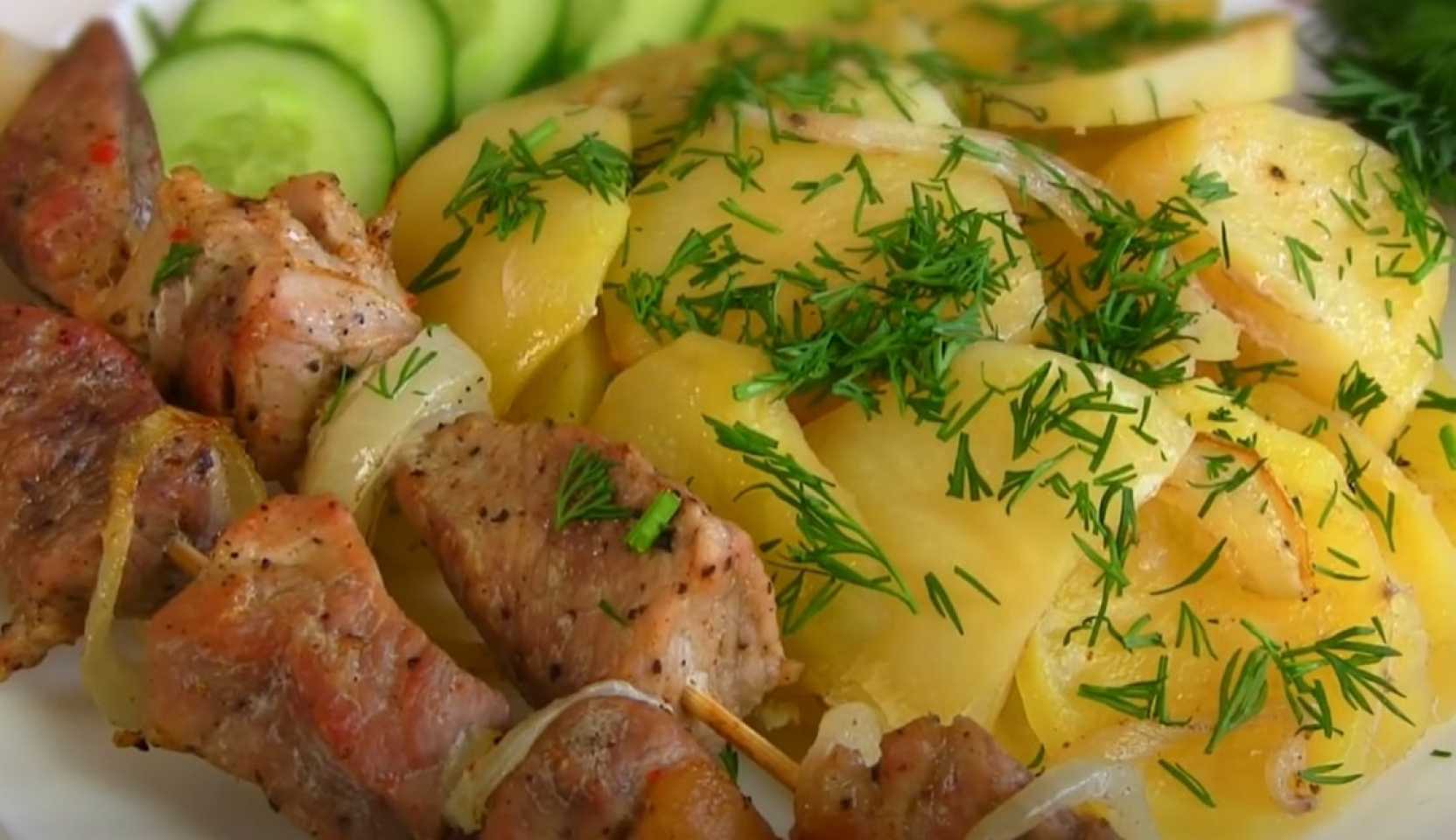 Image du plat : Brochettes de porc au four avec pommes de terre
