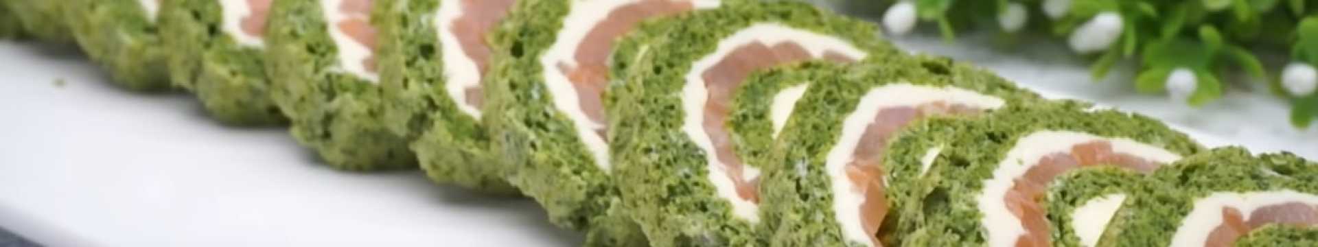 Rouleau d'épinards au poisson rouge et au fromage frais