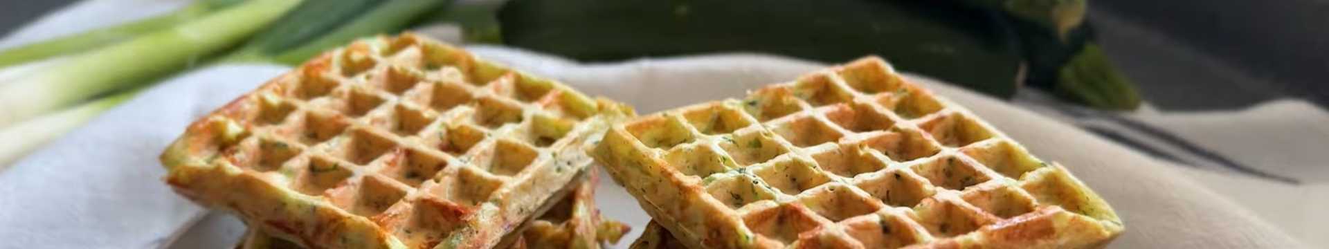 Crêpes de courgettes cuites dans un gaufrier