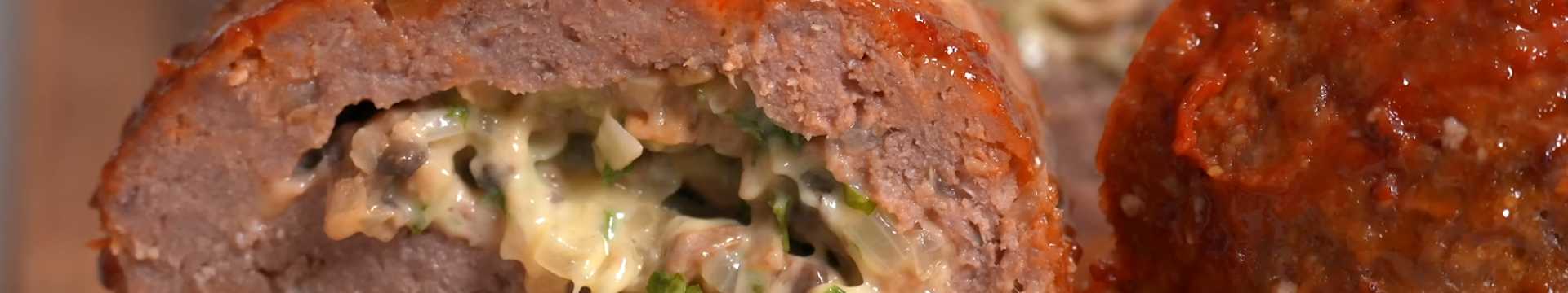Rouleau de viande hachée aux champignons et au fromage