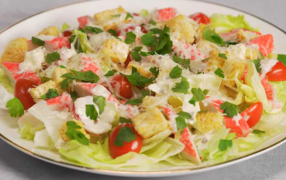 Recette : Salade César aux bâtonnets de crabe