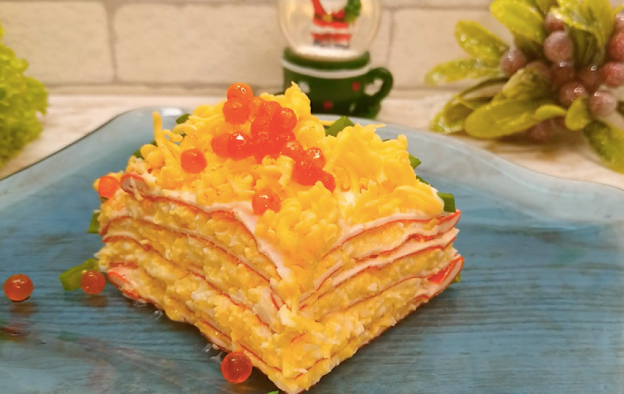 Recette : Gâteau de salade de bâtonnets de crabe