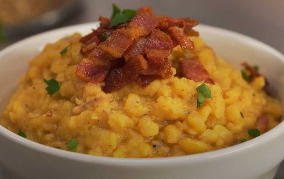 Recette : Bouillie de pois au bacon