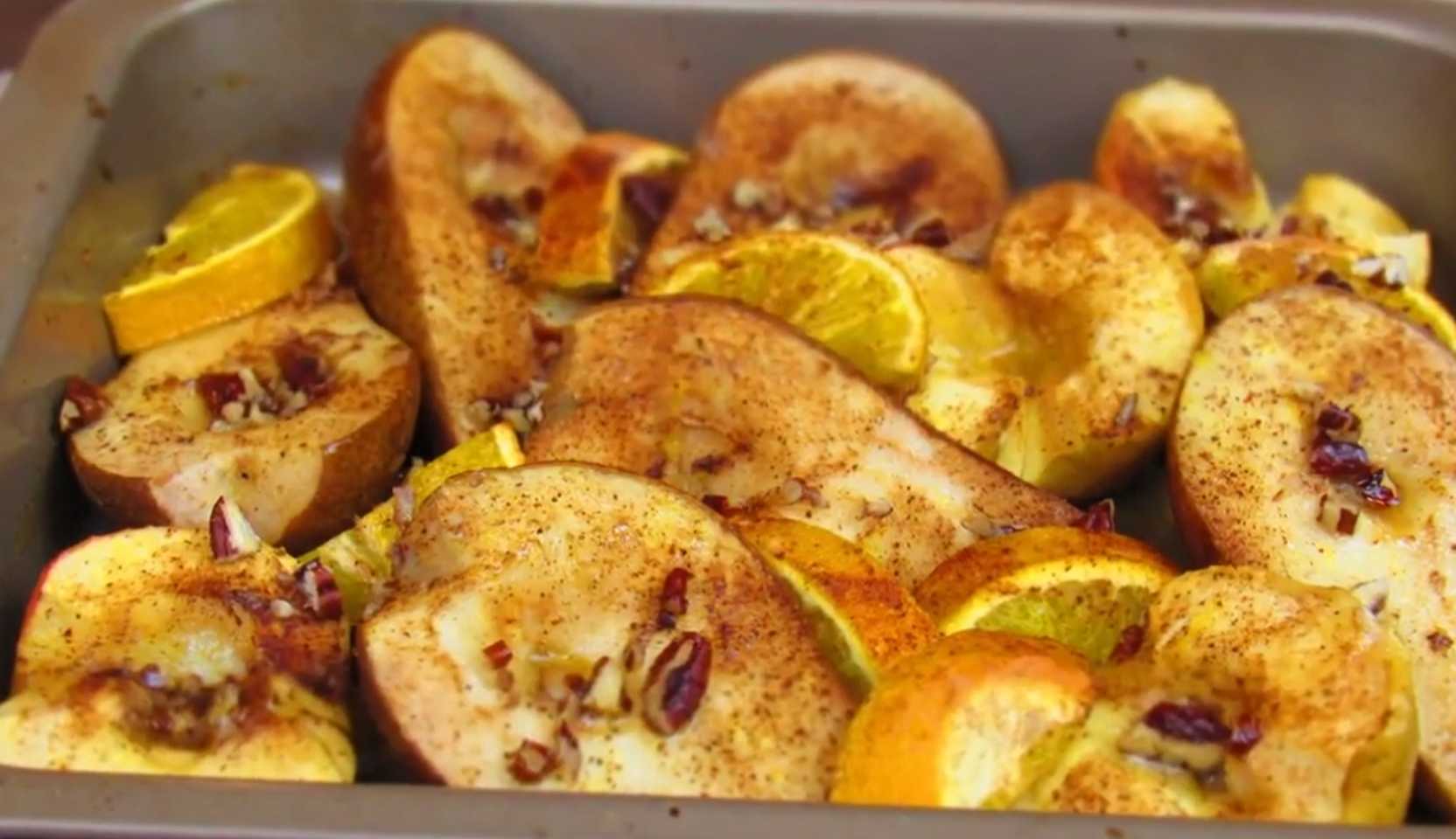 Image du plat : Pommes et poires cuites au four avec de l'orange