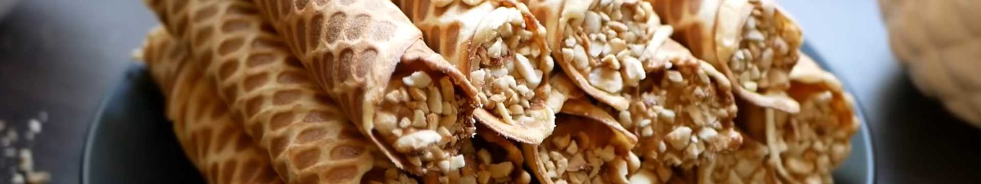 Gaufrettes roulées au lait concentré