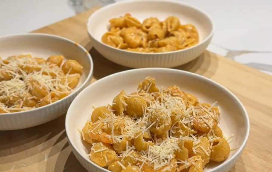 Recette : Pâtes aux crevettes et sauce crémeuse