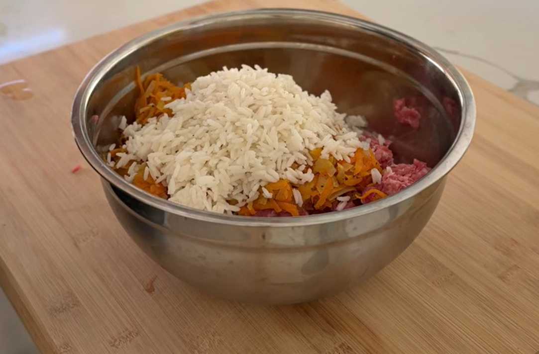 Bœuf haché frais avec légumes et riz - Étape 4