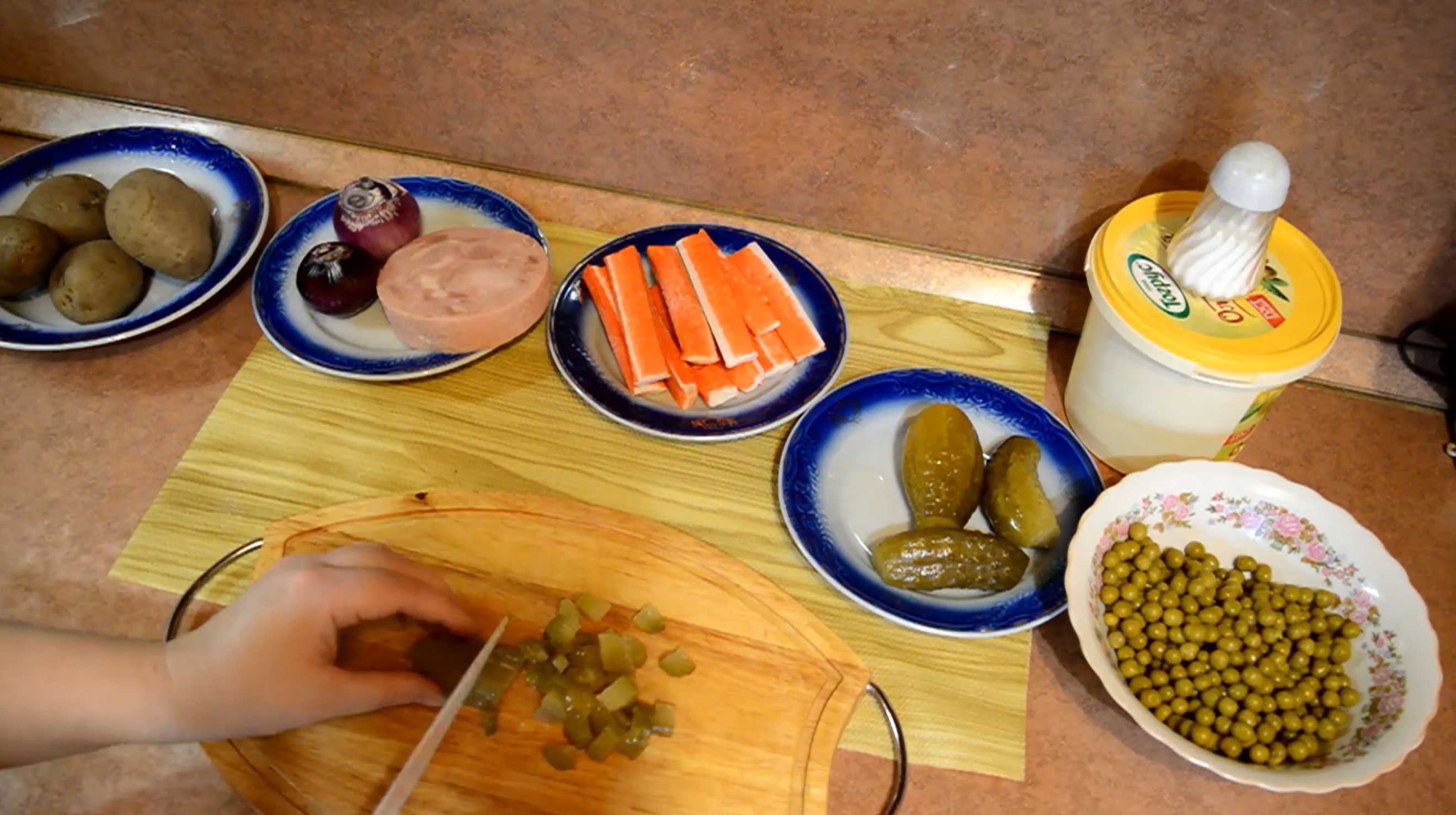 Salade de crabe au jambon - Étape 1