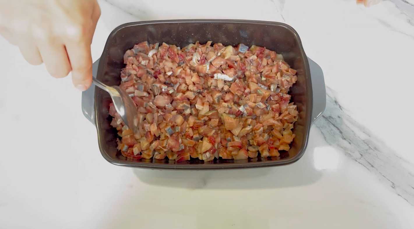 Hareng sous un manteau de fourrure, à la soviétique - Étape 2