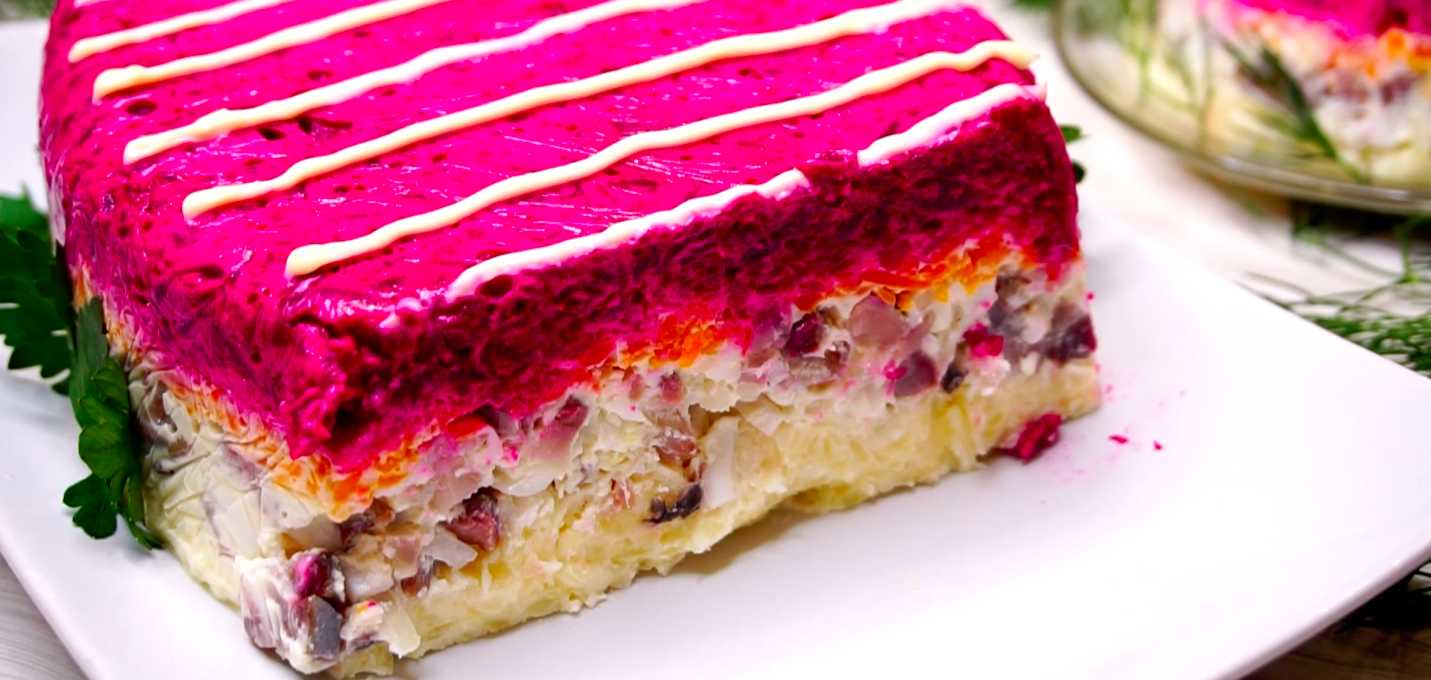 Hareng sous une couche de fourrure avec de la gélatine - Étape 15