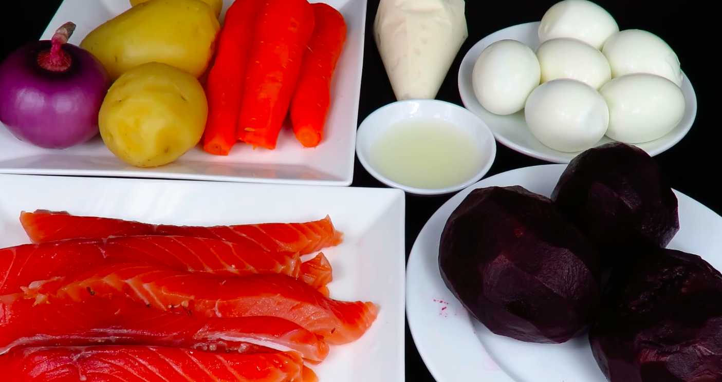 Hareng sous un rouleau de fourrure - Étape 1