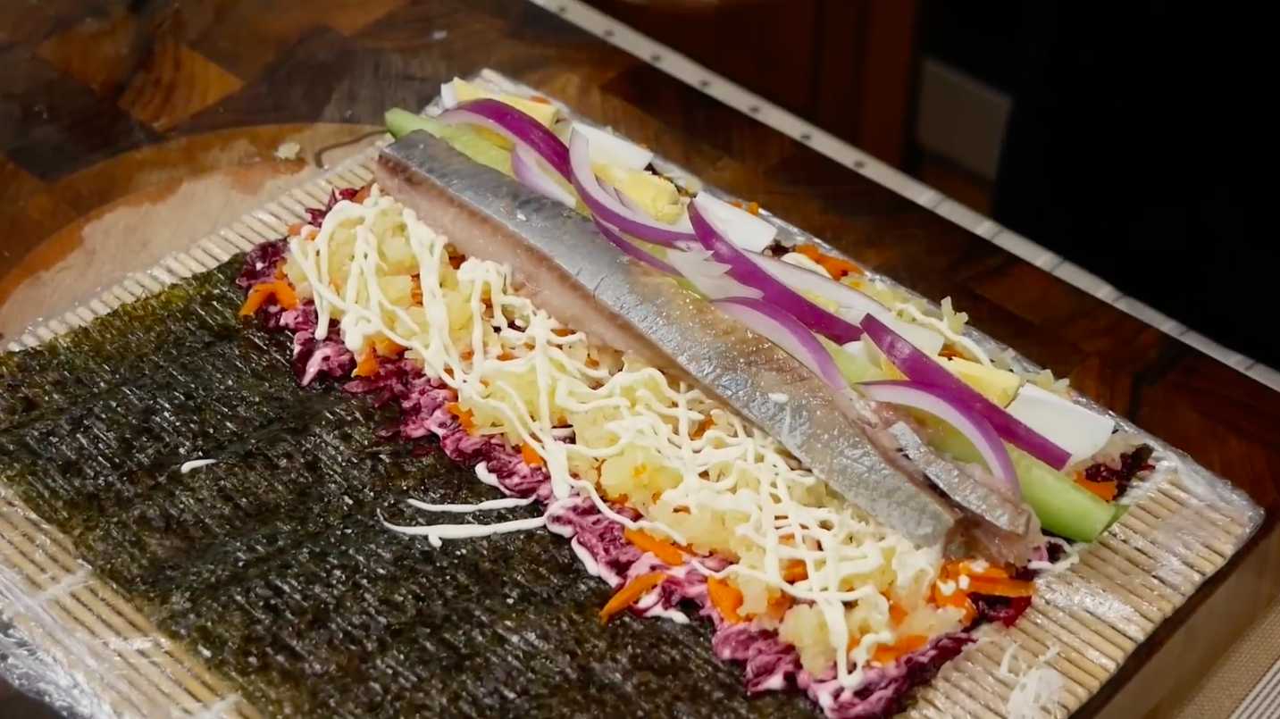 Hareng sous un manteau de fourrure roulé - Étape 7