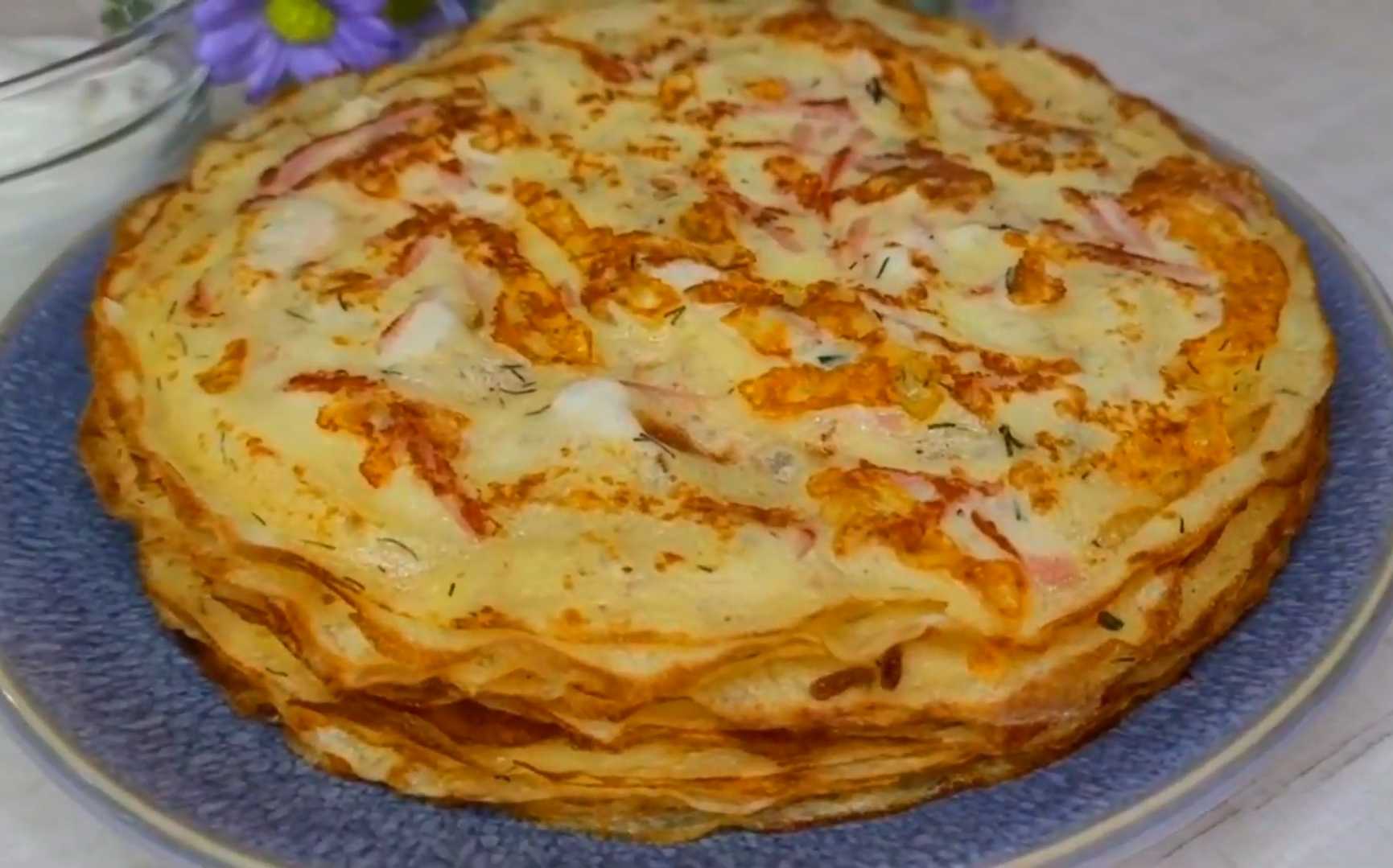 Crêpes au lait avec saucisse et fromage - Étape 14