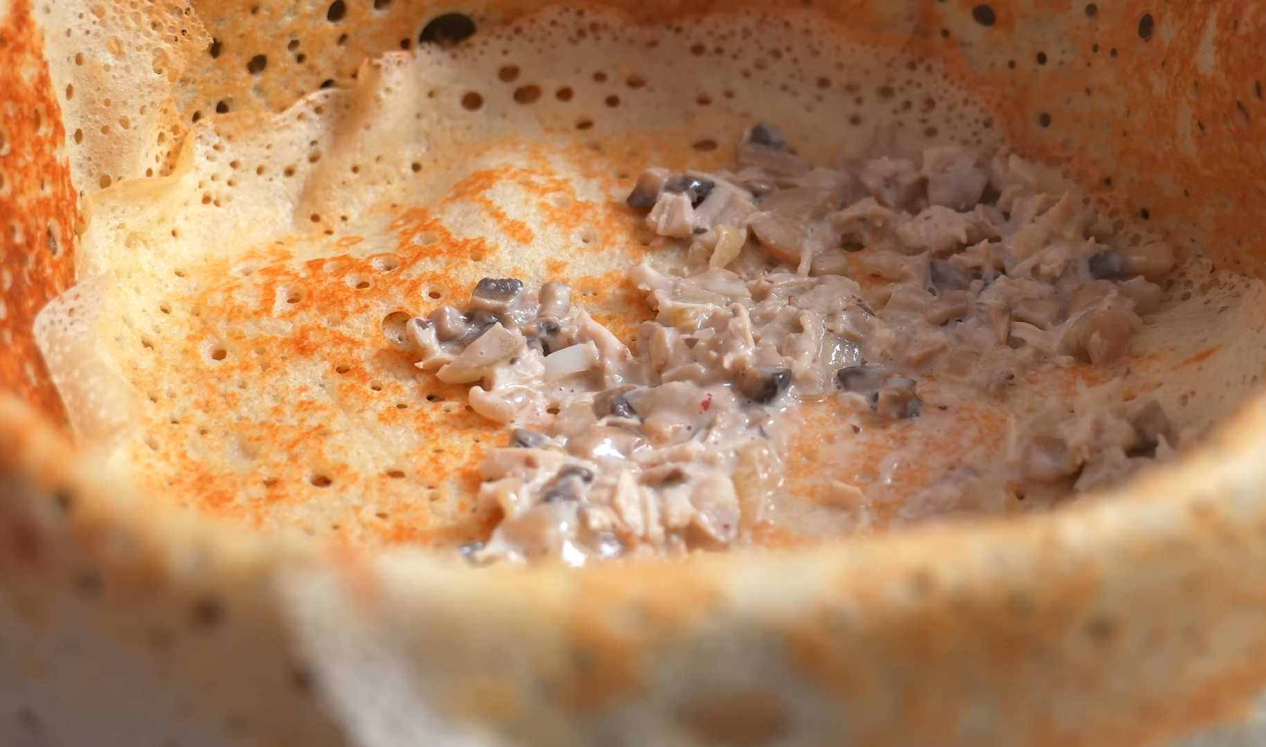 Tourte aux crêpes au poulet et aux champignons - Étape 8