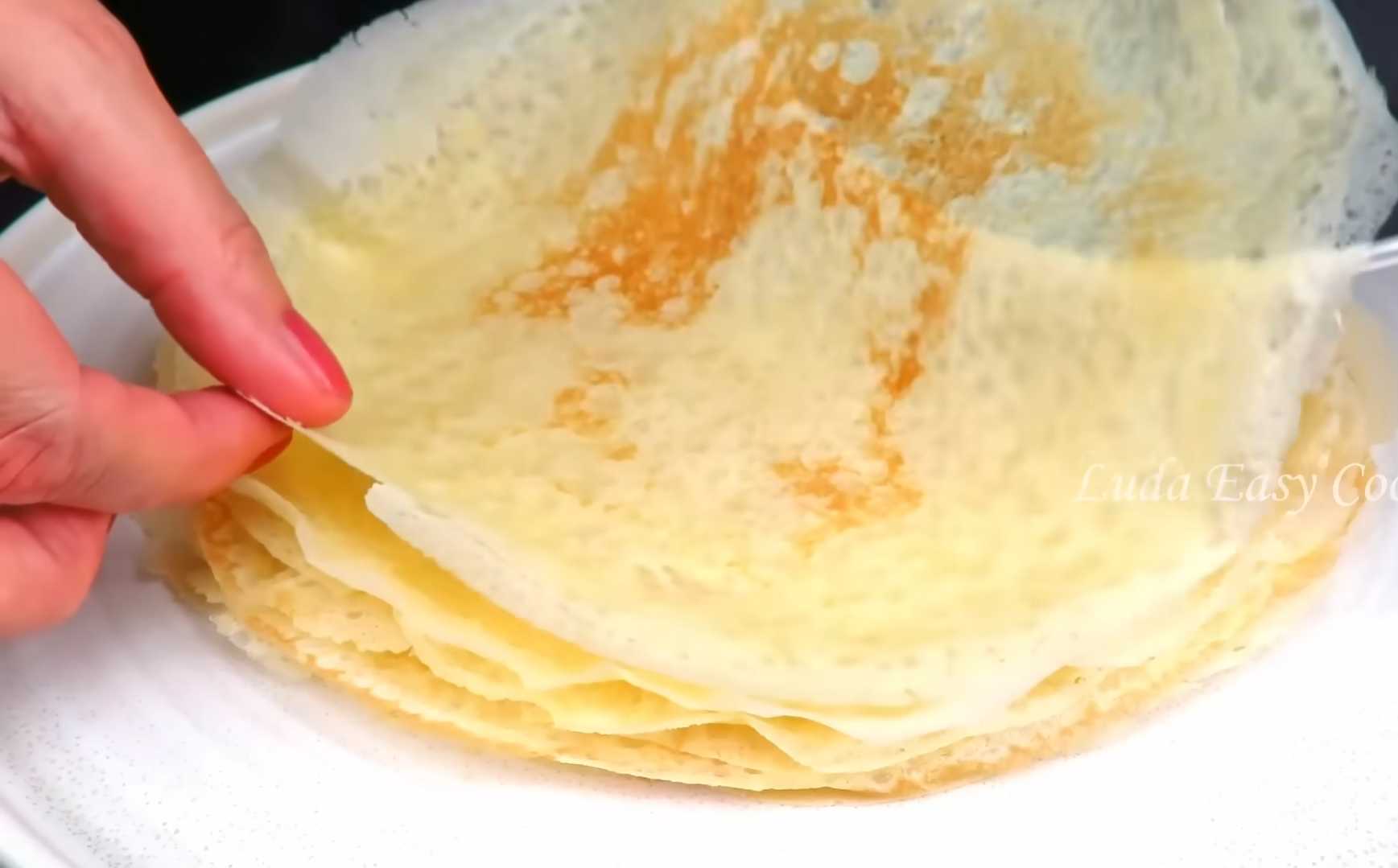 Crêpes à l'amidon et au lait - Étape 12