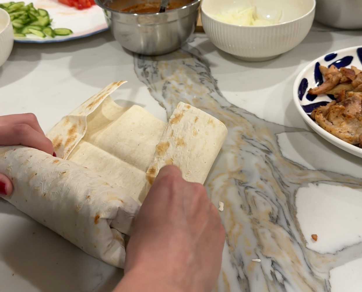 Lavash Shawarma au poulet et aux légumes - Étape 10