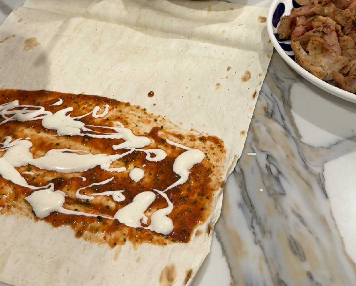 Lavash Shawarma au poulet et aux légumes - Étape 7