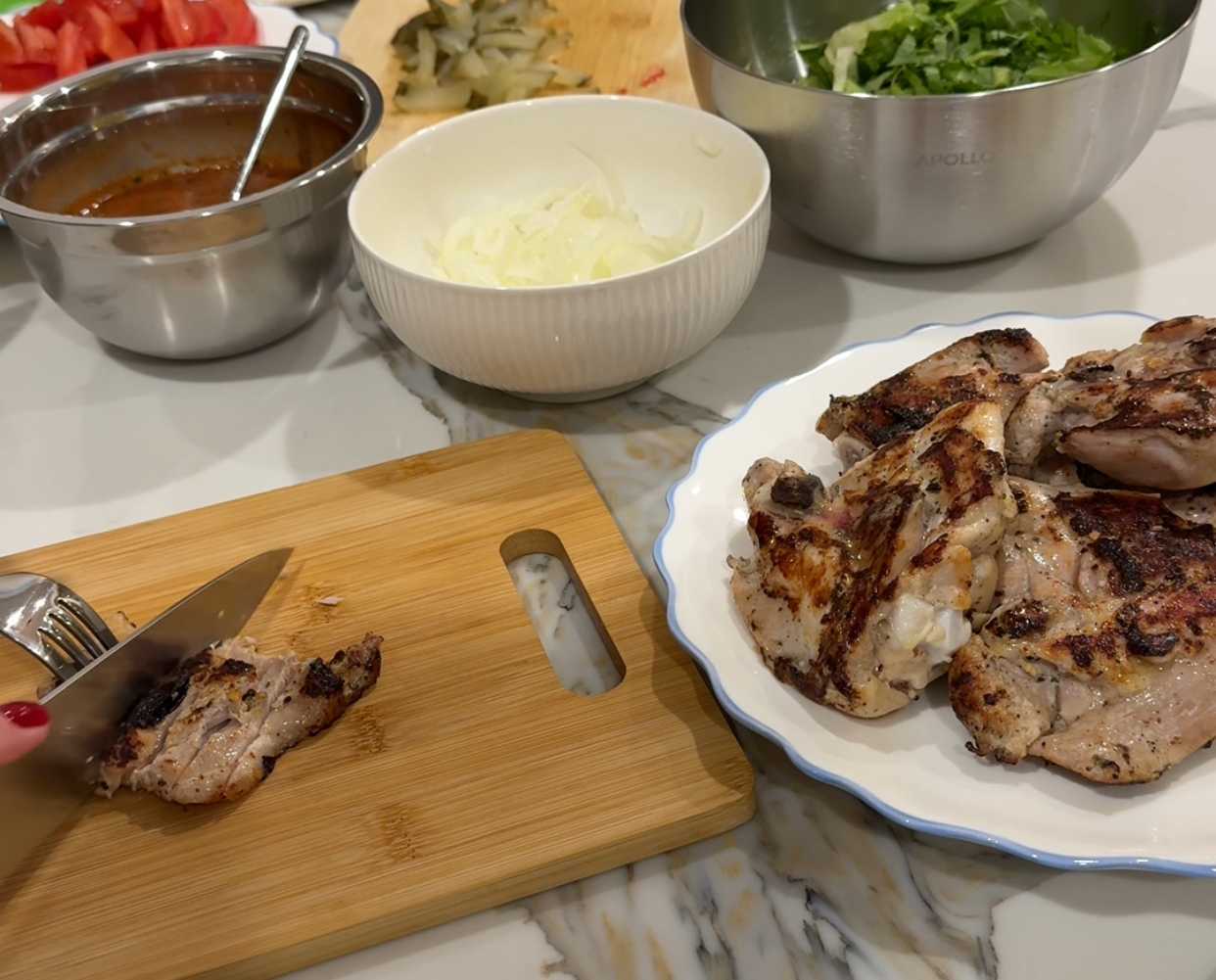 Lavash Shawarma au poulet et aux légumes - Étape 5