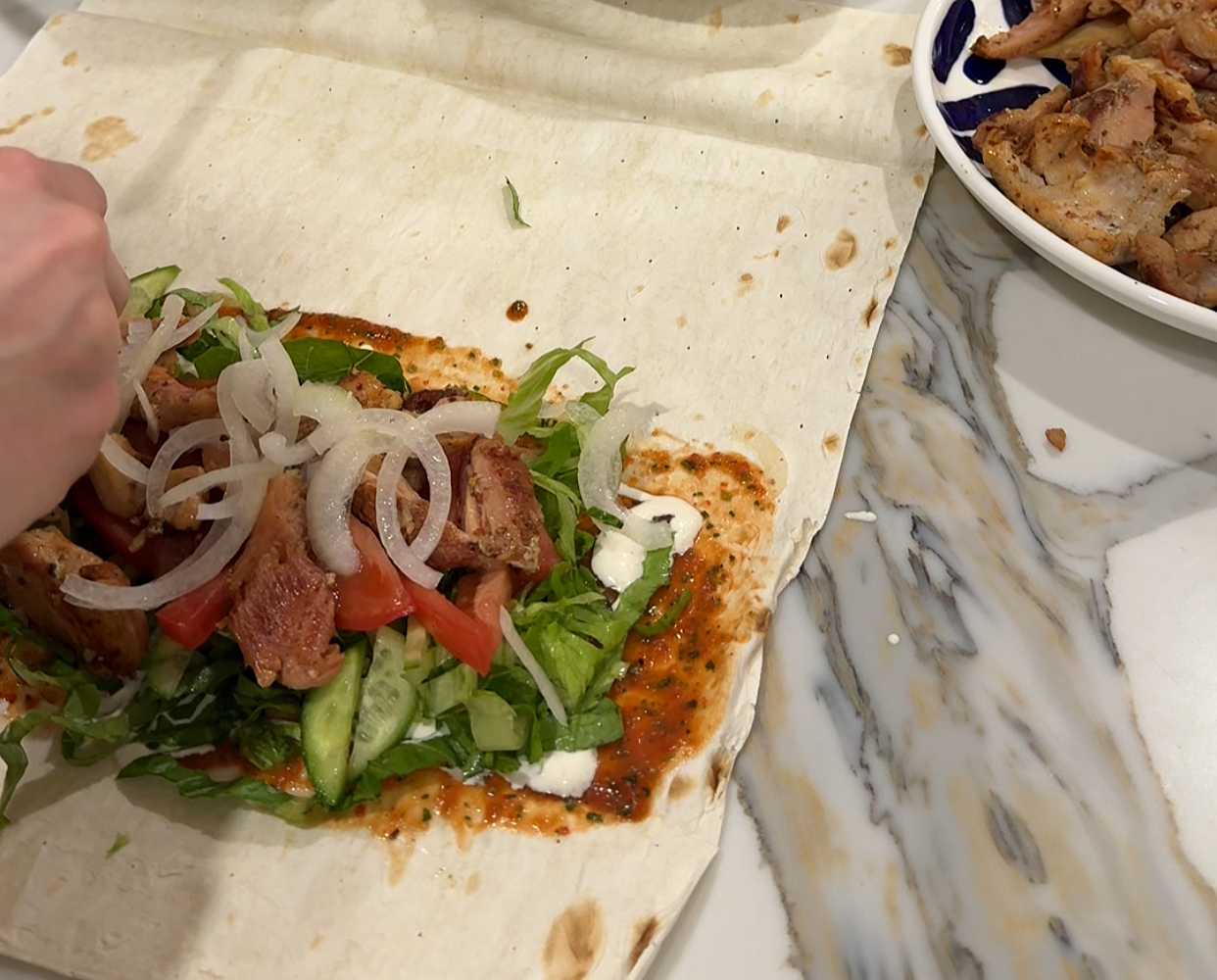 Lavash Shawarma au poulet et aux légumes - Étape 8