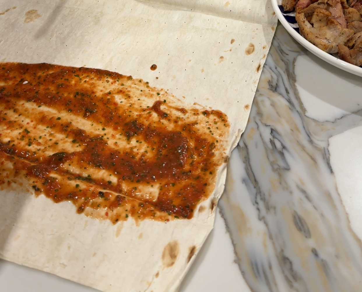 Lavash Shawarma au poulet et aux légumes - Étape 6