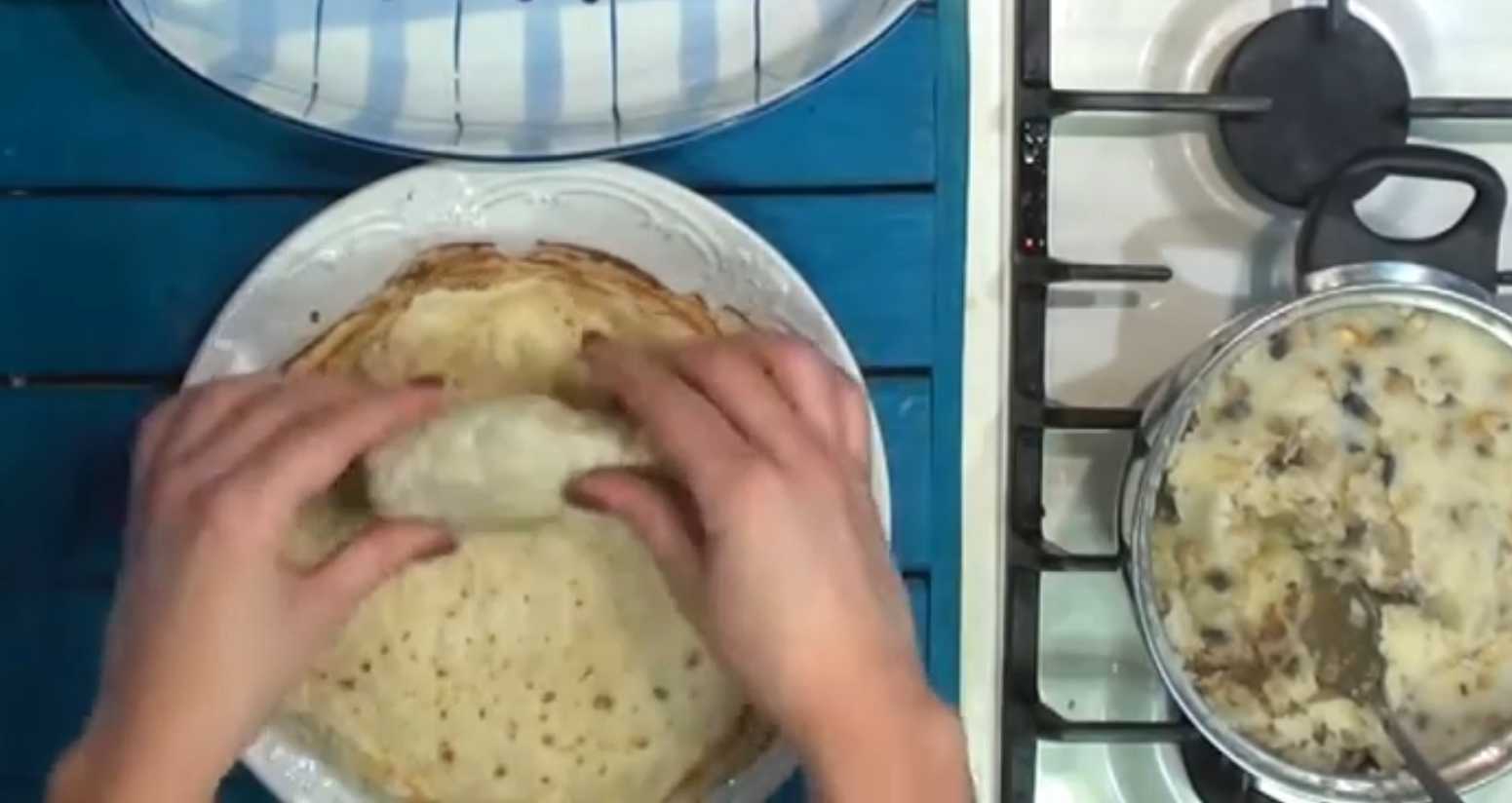 Crêpes aux pommes de terre et aux champignons - Étape 12