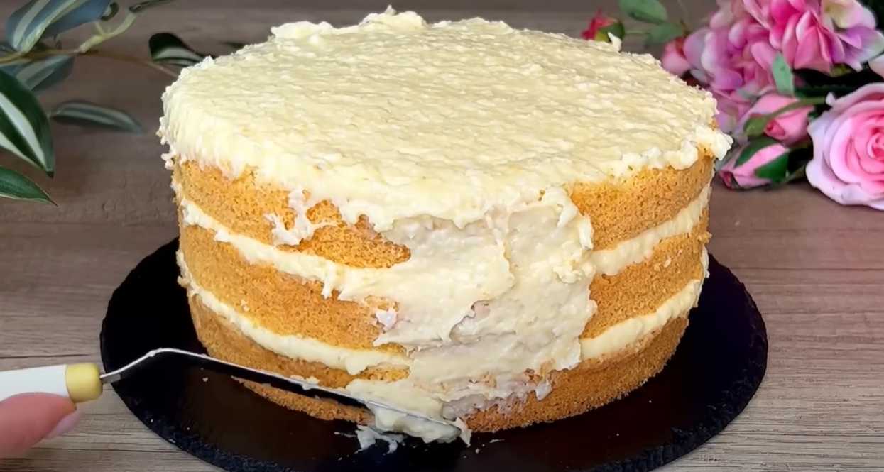Gâteau éponge à la crème au beurre de noix de coco - Étape 17