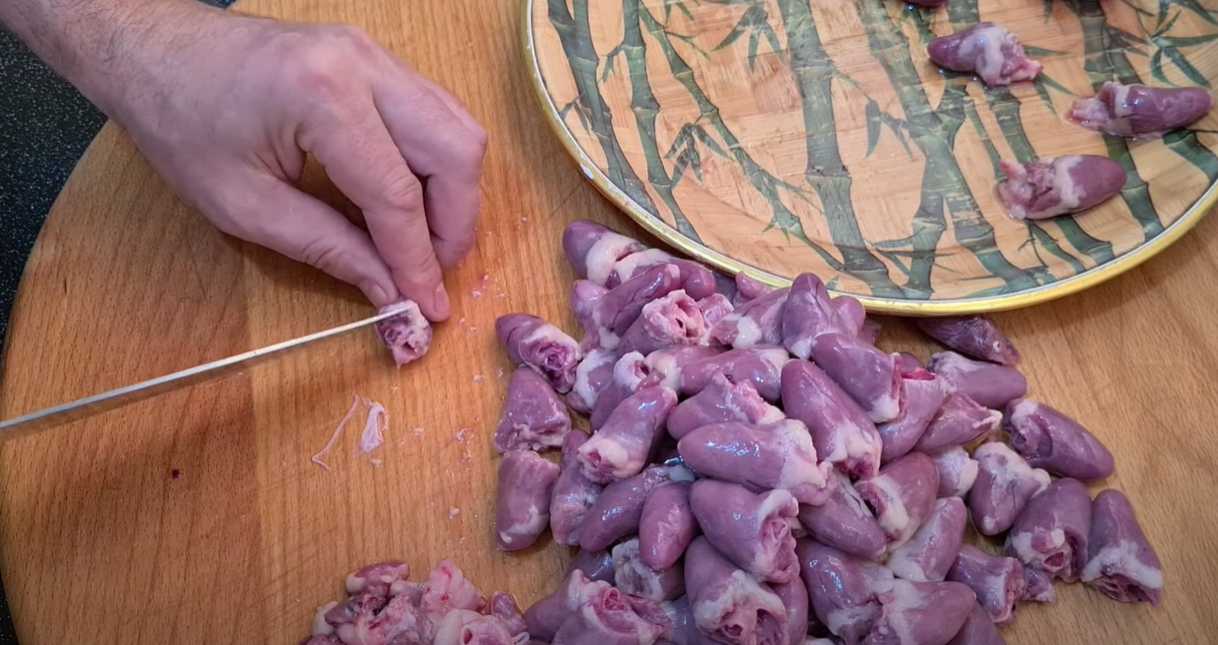 Cœurs de poulet grillés - Étape 1