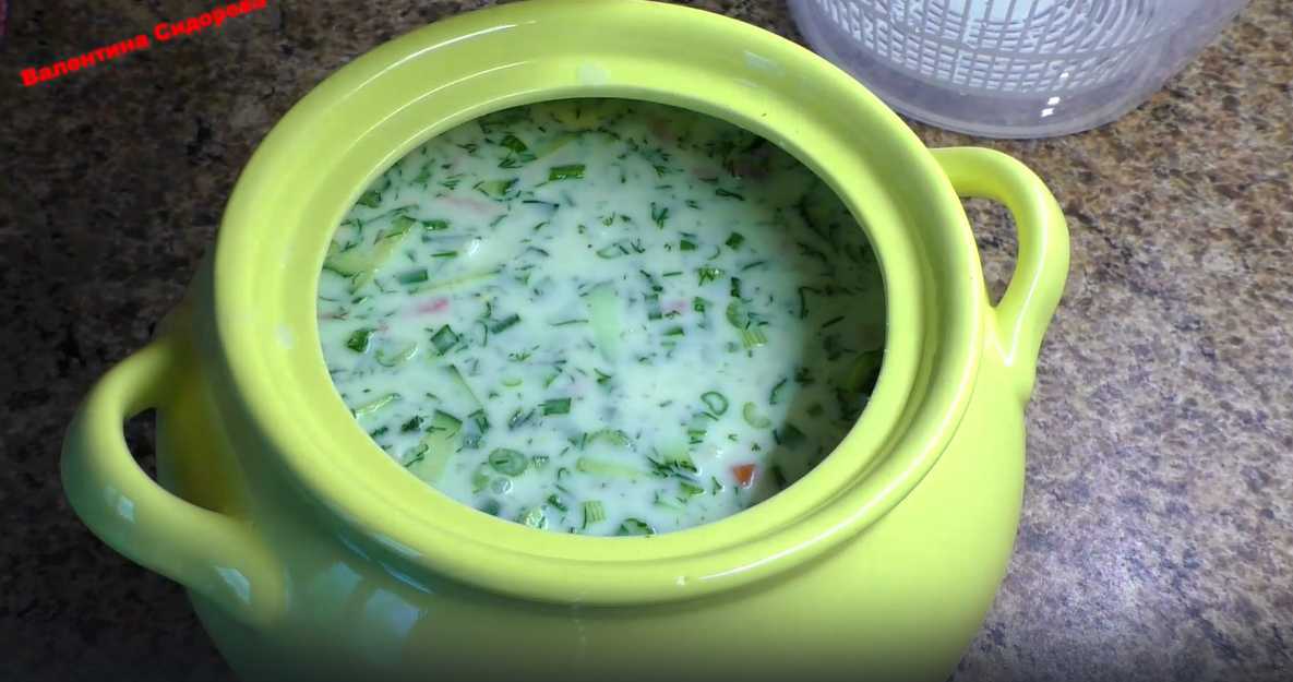 Okroshka sans pommes de terre au kéfir - Étape 10