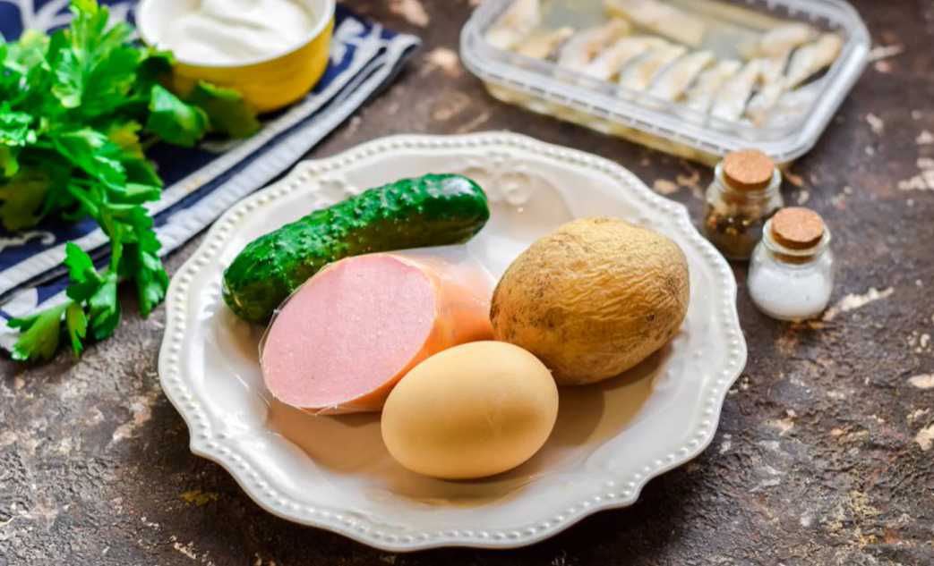 Okroshka au hareng - Étape 1