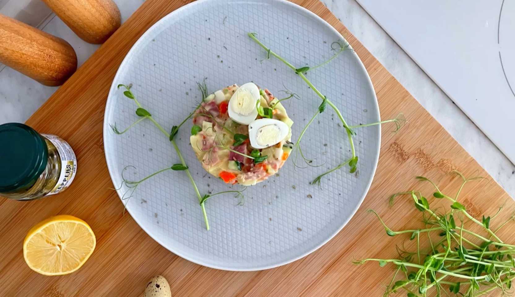 Image du plat : Salade Olivier aux cailles