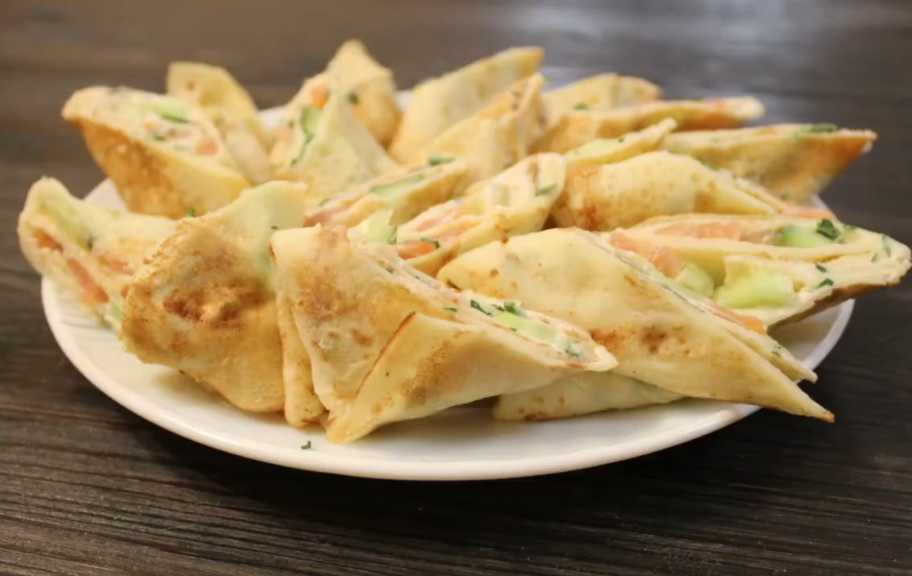 Recette : Crêpes au saumon, au fromage frais et au concombre