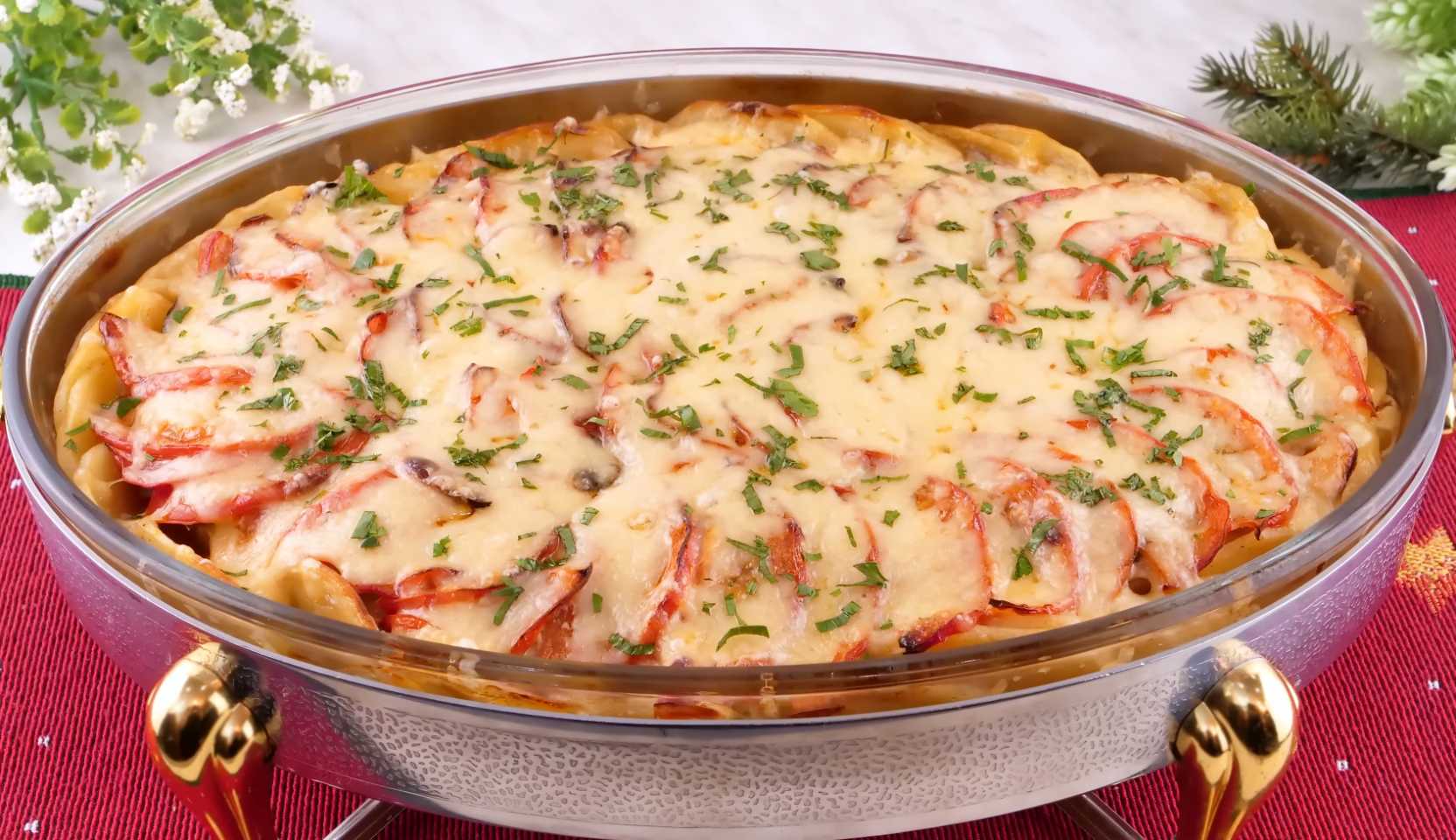 Image du plat : Filet de poulet cuit au four avec des champignons et une croûte de fromage