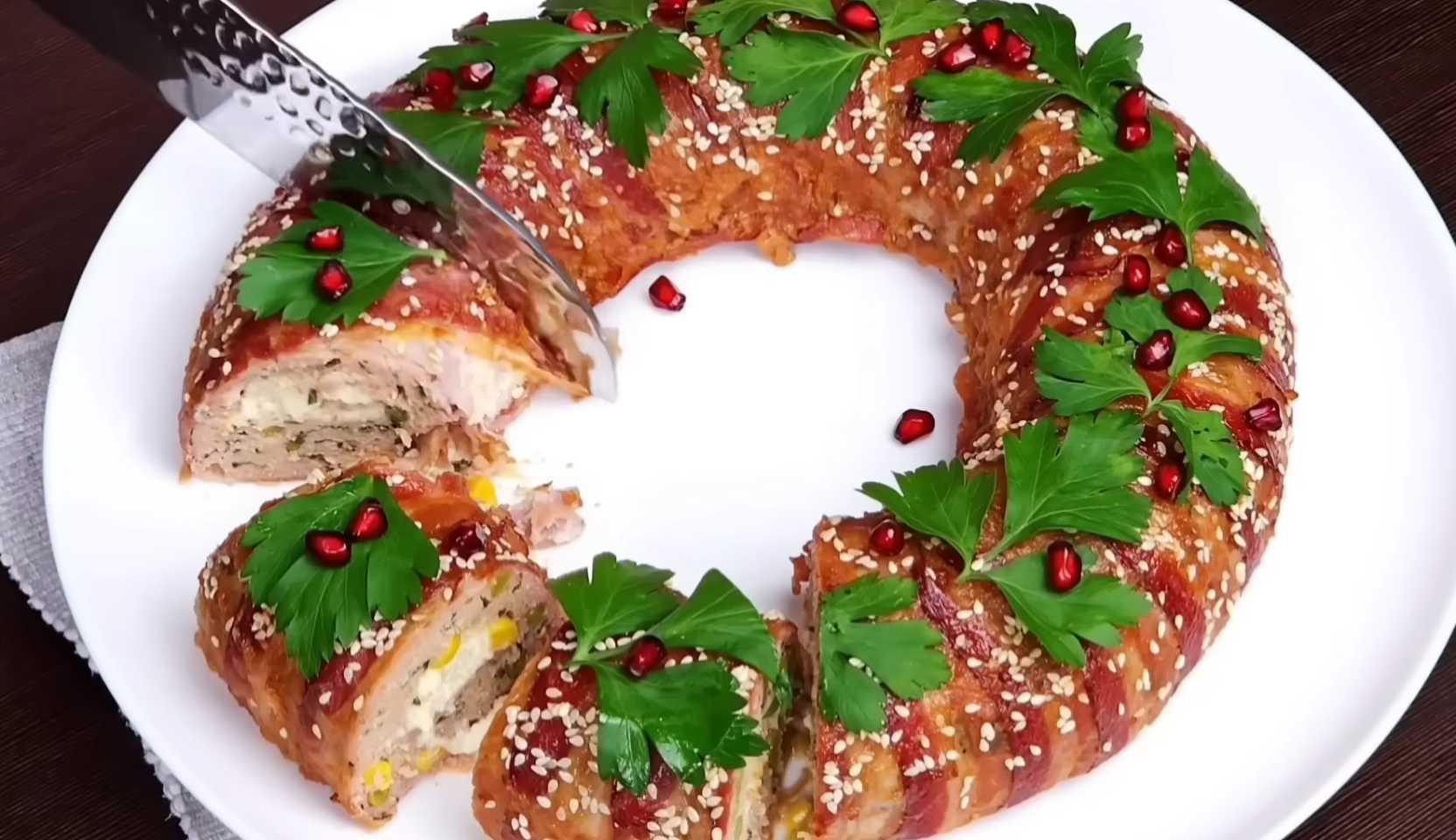 Image du plat : Pain de viande au fromage et aux légumes enrobé de bacon