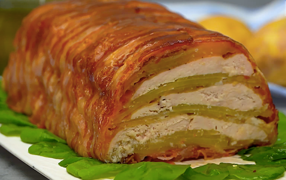 Recette : Terrine de poitrine de poulet enrobée de bacon
