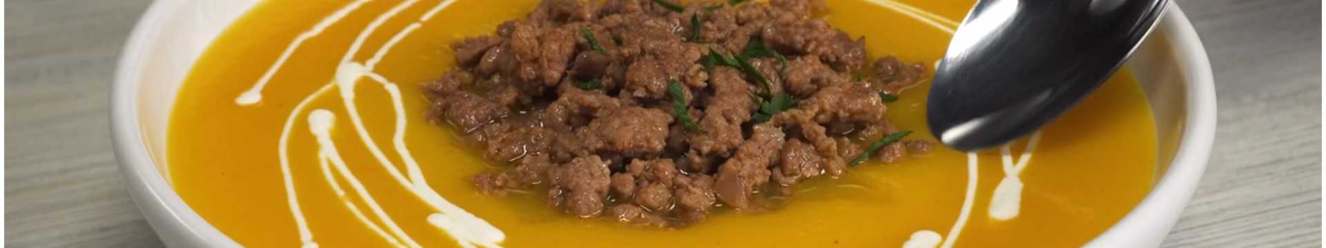 Soupe de potiron à la viande hachée