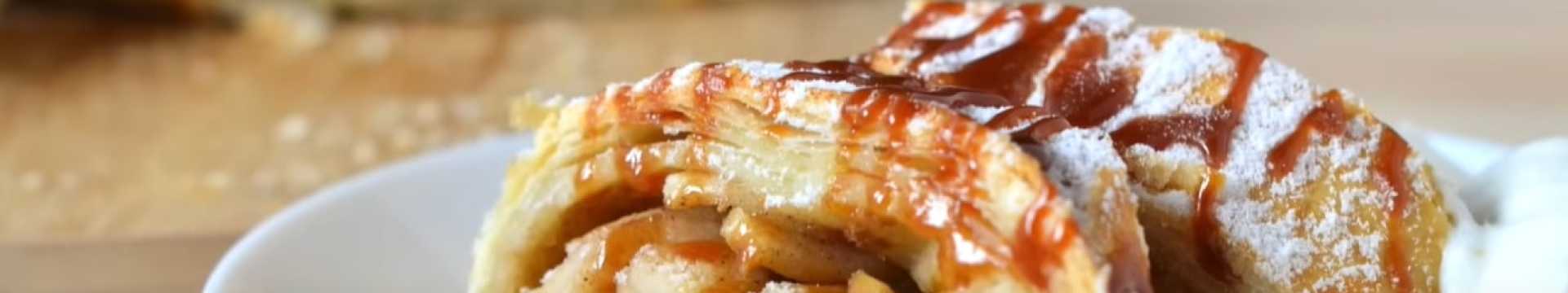 Strudel à base de pâte feuilletée toute prête et aux pommes