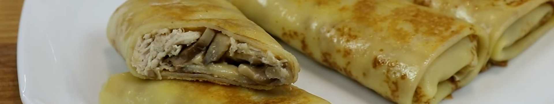 Crêpes au poulet, aux champignons et au fromage