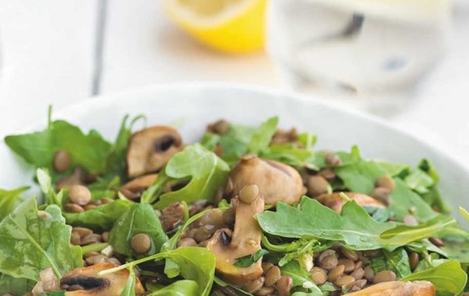 Recette : Salade de lentilles et de champignons